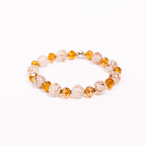 Brǎțarǎ elastic bile piatrǎ cu distantier bile fațetate si cruce metal.  OT88-101A