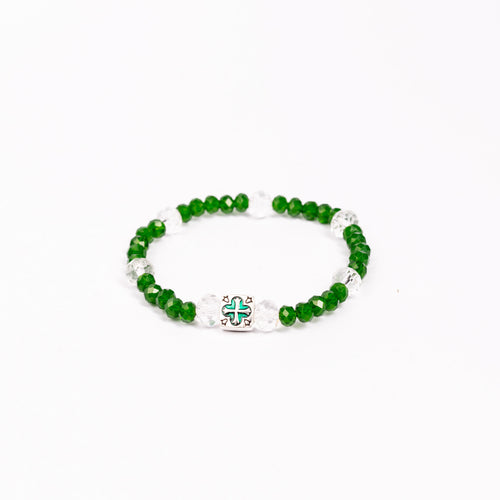 Brǎțarǎ bile fațetate 6 culori si cruce metal.  AB200-27