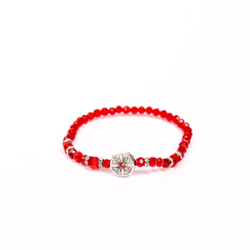 Brǎțarǎ elastic bile fațetate cu medalion NIKA cu ştras. OT08-169