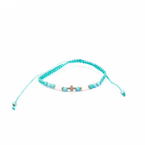 Brǎțarǎ ațǎ cu cruce metal argintie.  OT08-109