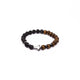 Brǎțarǎ elastic bile carbune+lemn si cruce hematit.   AB28-3