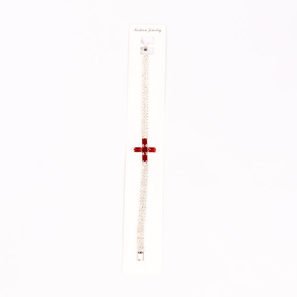 Brǎțarǎ ştrasuri cu cruce pietre colorate si inchizatoare.  AB84-2