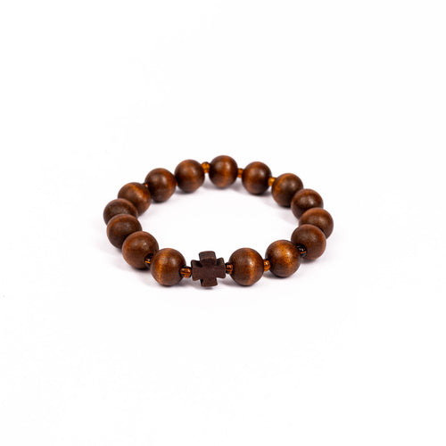 Brǎțarǎ bile lemn 8mm si cruce lemn.   TMF5-3