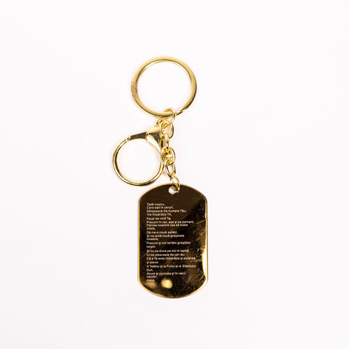 Breloc metal auriu 6 modele cu Tatal Nostru.   AB23-6