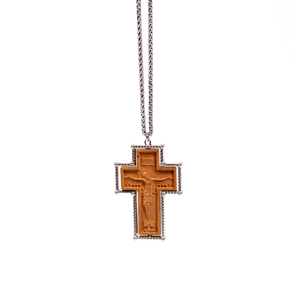 Colier lanț cu cruce mare lemn pectoralǎ.   OT08-139