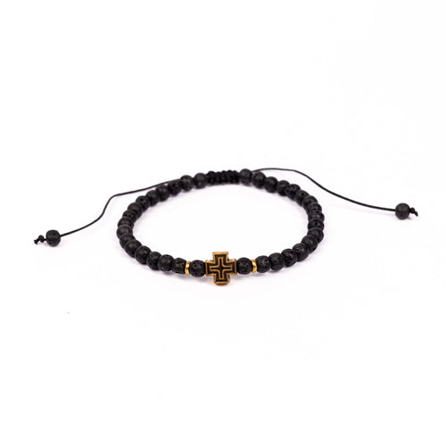 Brǎțarǎ ațǎ bile cǎrbune si cruce aurie.  OT08-69