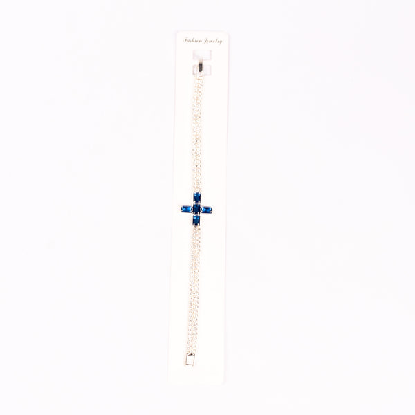 Brǎțarǎ ştrasuri cu cruce pietre colorate si inchizatoare.  AB84-2