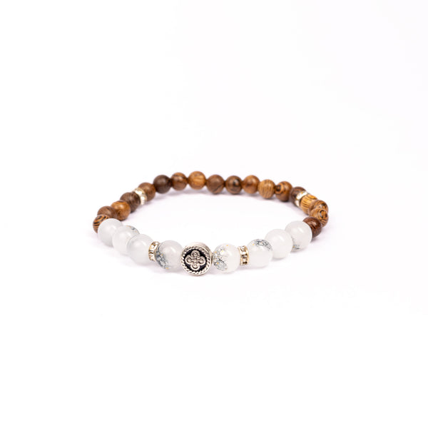 Brǎțarǎ elastic bile marmorate/lemn.  AB200-35