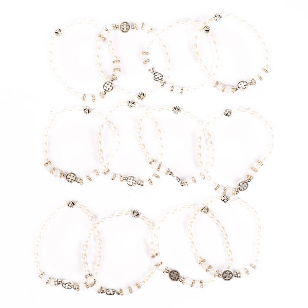 Brǎțarǎ elastic bile perlǎ si cruce metal.   OT33-263