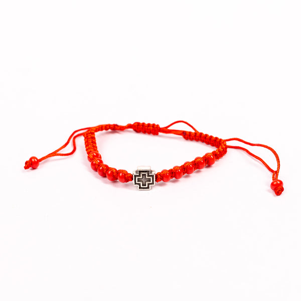 Brățără elastic bile perla și cruciuliță metal