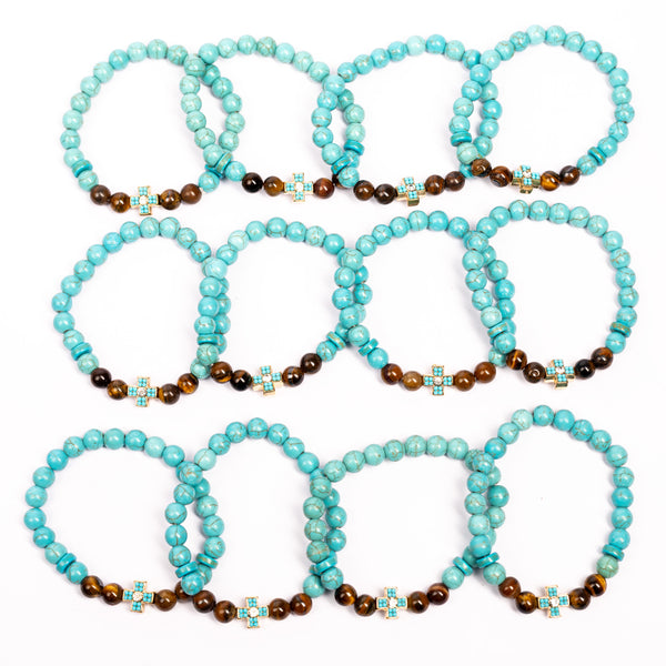 Bratara bile piatra si cruce stras turcoaz/diamant.  AB01-8