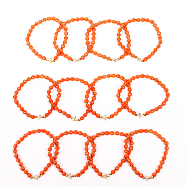 Brǎțarǎ elastic cu cruce aurie ştras.  OT33-178