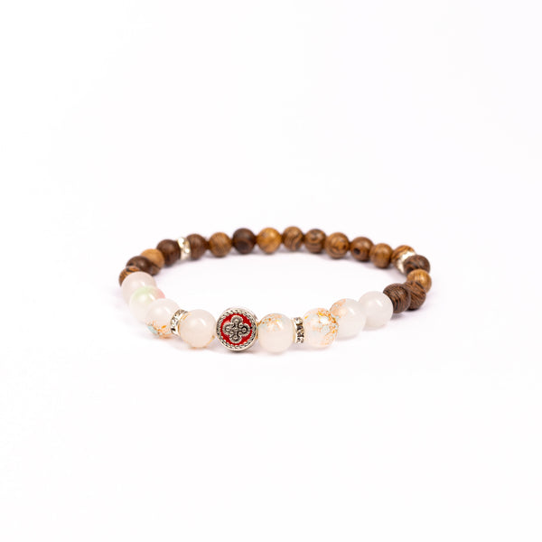 Brǎțarǎ elastic bile marmorate/lemn.  AB200-35