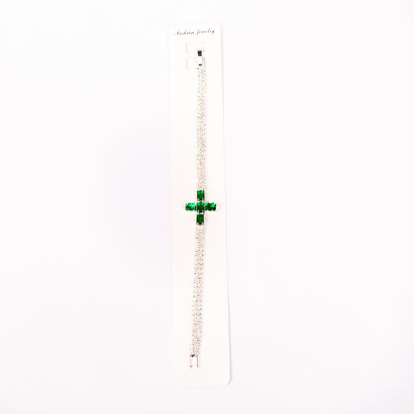 Brǎțarǎ ştrasuri cu cruce pietre colorate si inchizatoare.  AB84-2