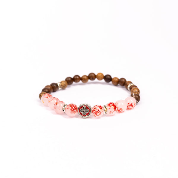 Brǎțarǎ elastic bile marmorate/lemn.  AB200-35