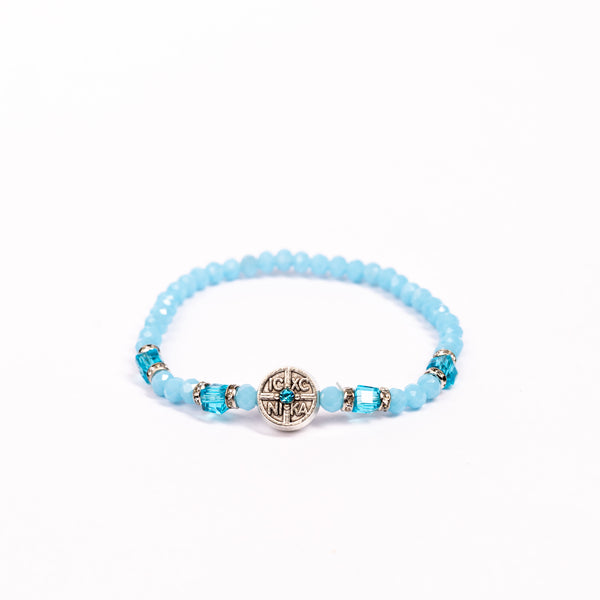 Brǎțarǎ elastic bile fațetate cu medalion NIKA cu ştras. OT08-169