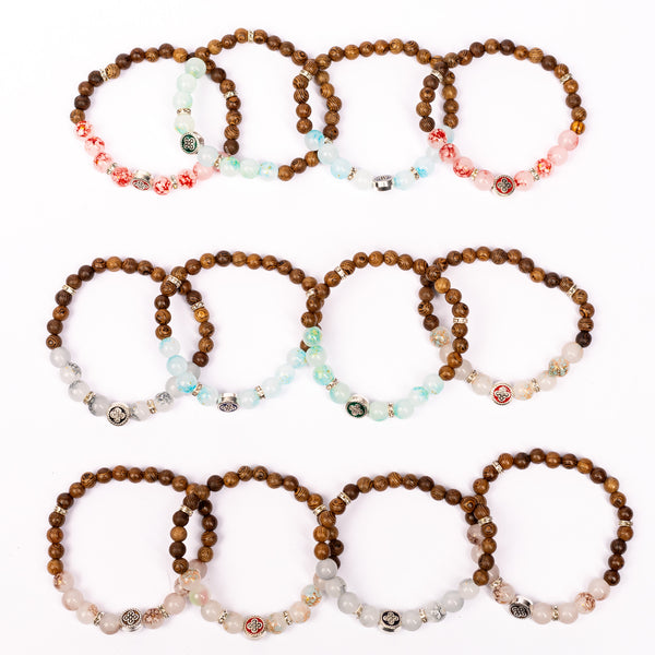 Brǎțarǎ elastic bile marmorate/lemn.  AB200-35