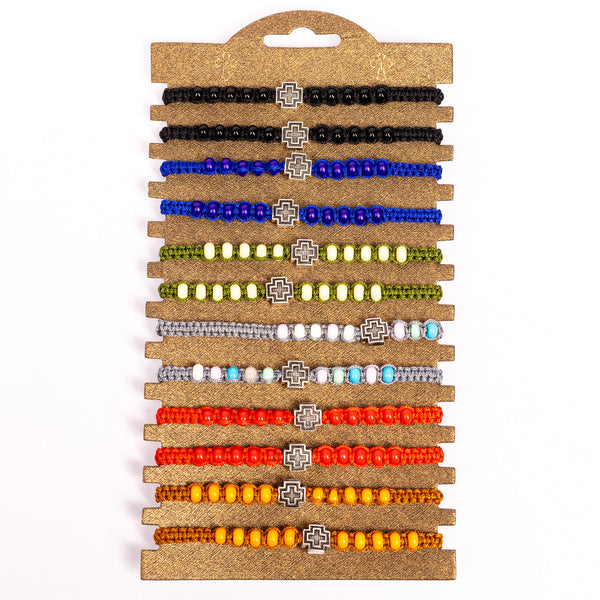 Brățără elastic bile perla și cruciuliță metal