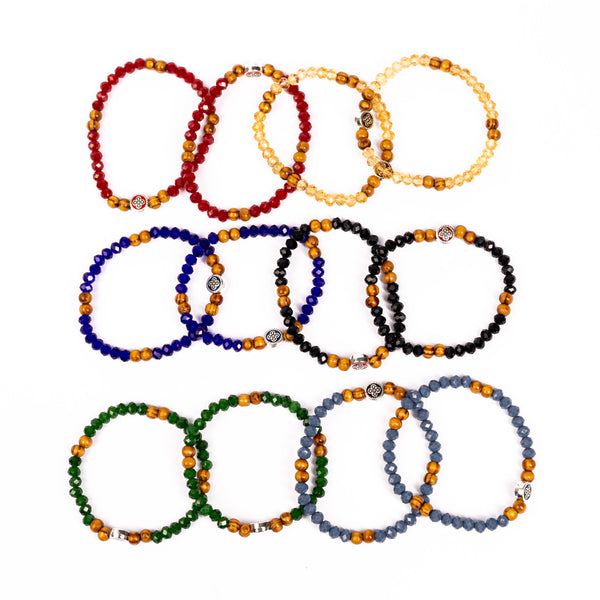 Brǎțarǎ bile fațetate/lemn cu cruce metal.  AB200-30