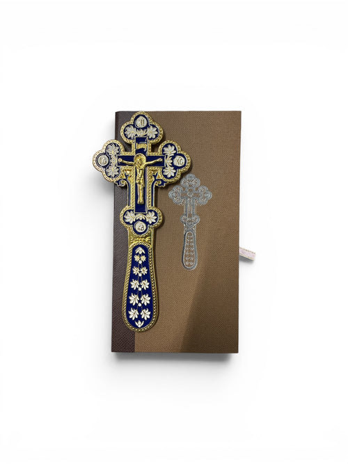 Crucifix metal 2 fețe cu cutie AB19-1