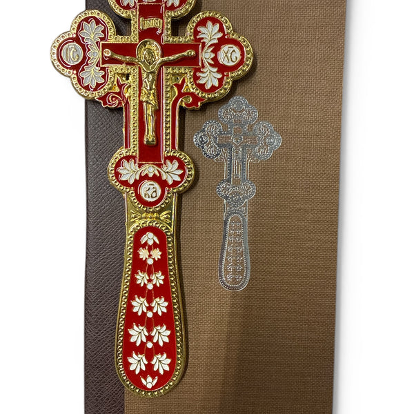 Crucifix metal 2 fețe cu cutie AB19-2
