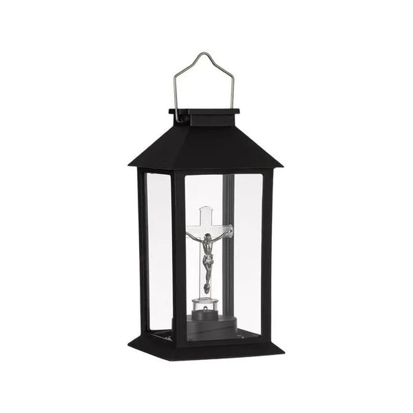 Felinar solar negru cu cruce LED