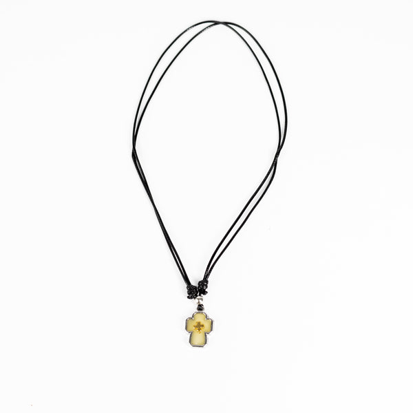 Colier șnur și cruce metal fosfor.   OT08-50