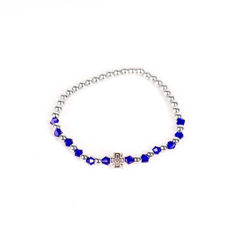 Brǎțarǎ elastic bile fațetate si cruce metal.    T08-171
