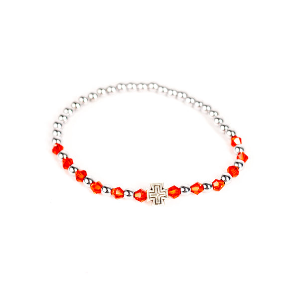 Brǎțarǎ elastic bile fațetate si cruce metal.    T08-171