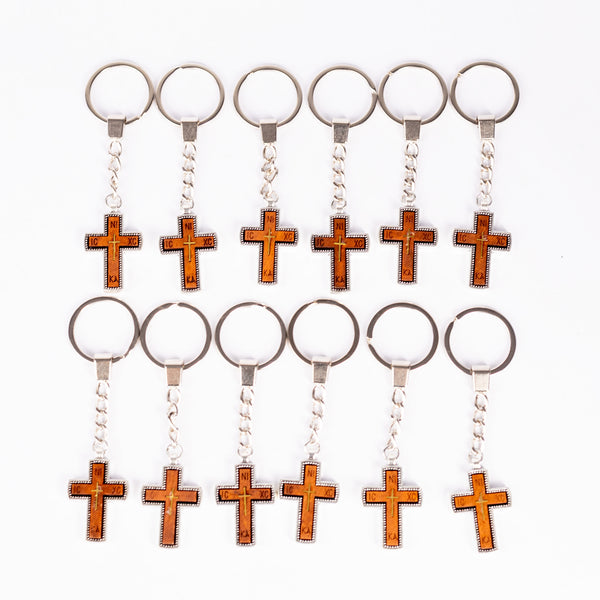 Breloc cruce lemn si cupru.  OT08-165