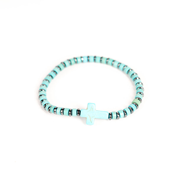 Brǎțarǎ elastic bile piatrǎ si distanțier hematit.  BB04-23