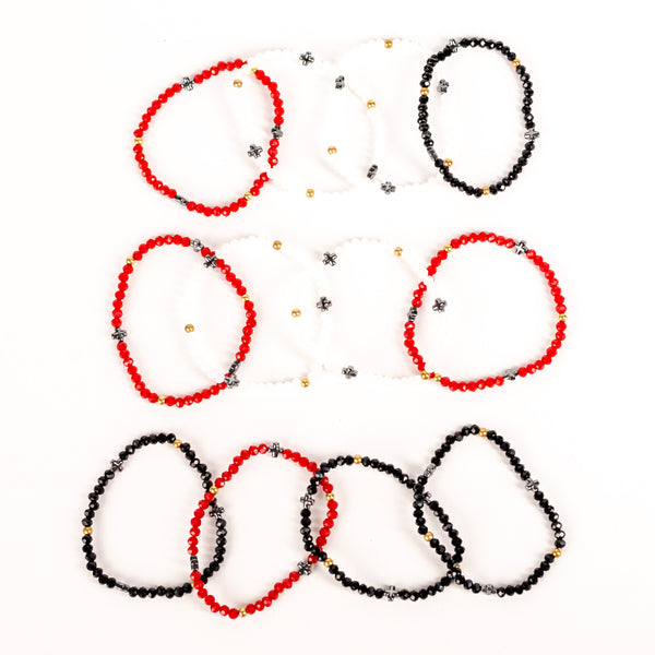 Brǎțarǎ elastic bile fațetate si cruce hematit.  TMG32-7A