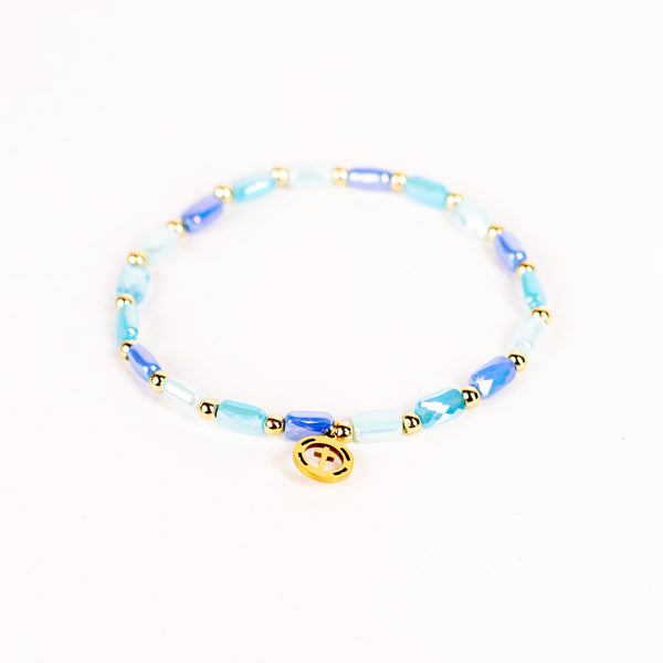 Brǎțarǎ elastic bile cristial si cruce inox.  AC81-1