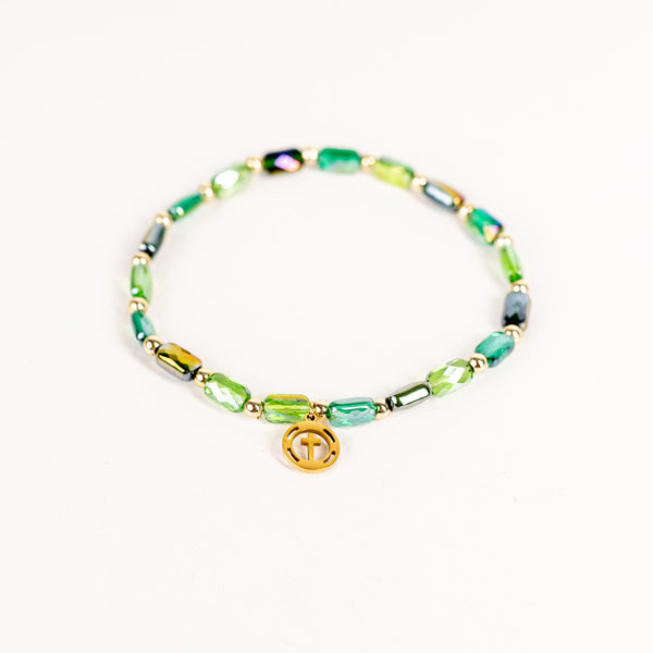 Brǎțarǎ elastic bile cristial si cruce inox.  AC81-1
